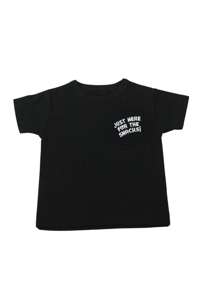 Embroidered Pocket Tee - Just Here For The Snacks!