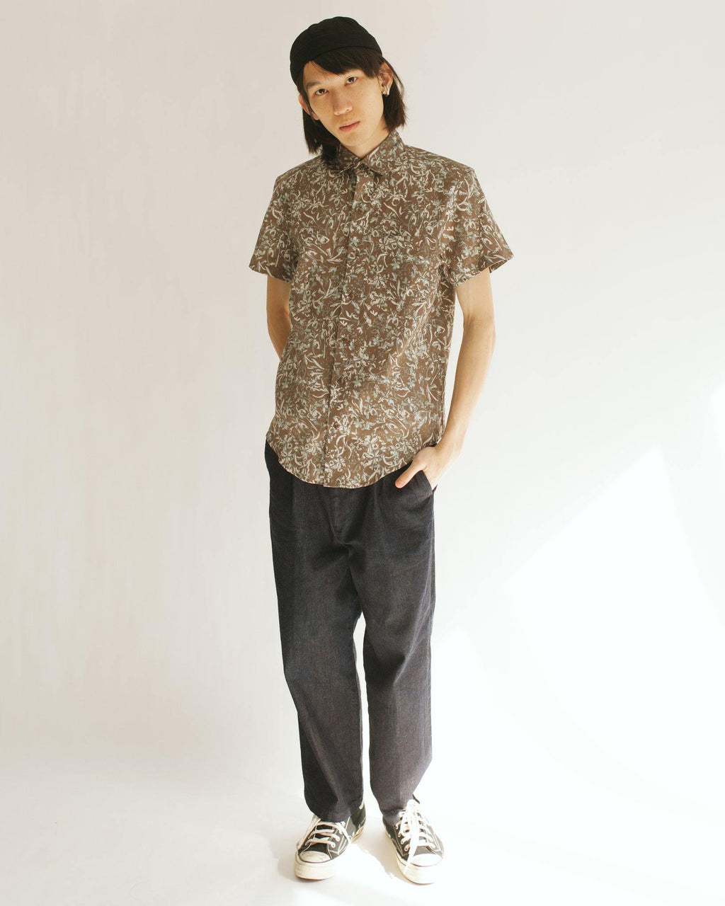 brown vintage regular fit button up shirts 
